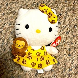 TY BEANIE BABIES HELLO KITTY WITH MONKEY & PAW PRINT DRESS NEW NWT